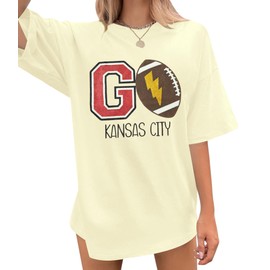 Football Shirts for Women Game Day Oversized Tshirts Glitter Fall Graphic Tees Team Fan Short Sleeve Tops Apricot