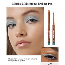 Glitter Eyeliner Pencil Gel, Sharpenable Multi-Use Metallic Multichrome Eye Liner Pen, Waterproof Smudge Proof, Long Wear Smooth Intense Color Eyeliner Eye Shadow Pencil Makeup, Delineador De Ojos-05