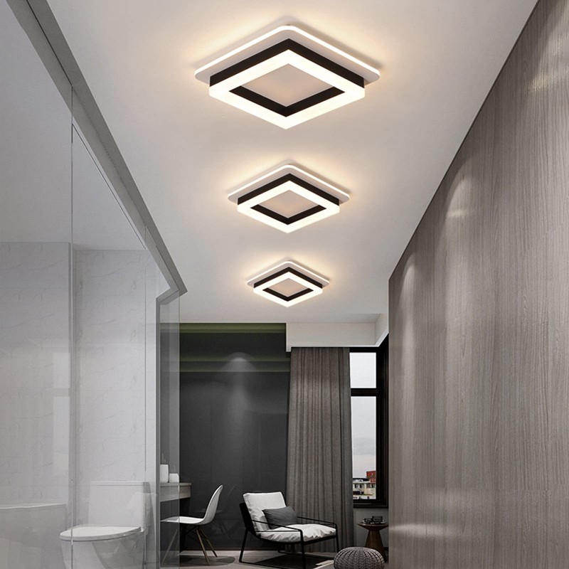CANEOE Square Modern Led Ceiling Light Fixture, 24W Black Flush