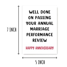 KPLDESIGNS Well Done On Passing Your Annual Marriage Performance Review - Funny Anniversary Card - Love Card - Card For Him Her - Card For Husband Wife