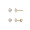 14k square clover cubic earring piercing, 2 types of piercing