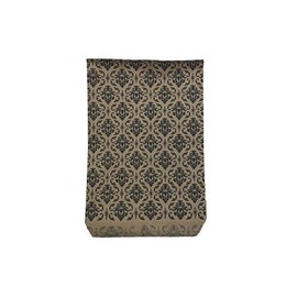 200 Qty 4" x 6" Decorative Flat Paper Gift Bags - Damask Pattern on Brown Kraft Bags - for Sales/Treats/Parties Cookies/Gifts - N'icePackaging