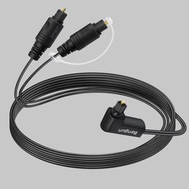 Bangun 90 Degree Optical Audio Splitter 1 in 2 Out Cable, Digital Toslink Fiber Optical Splitter Audio Adapter Cable (1 Male Input 2 Male Output) for TV, Soundbar, 10ft