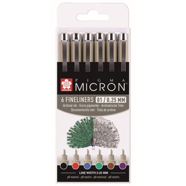 Sakura Pigma Micron 01 fineliner set | 6 colours (POXSDK016)