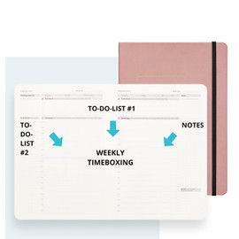 Timeboxing Planner - Weekly,Daily & Monthly Planner With To-Do List & Timeboxing, Increase Productivity - You Get More Done - For Office,School & Home,Undated Planner,Flexible Cover,7x9 Pink
