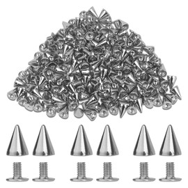 100 Pairs Cone Spikes Screwback Studs,Metal Bullet Cone Spikes, 7x10mm Metal Spikes Studs, for Punk Rock Style Clothing Belt Shoe Bag Dog Collar DIY Leather Crafts,Silver