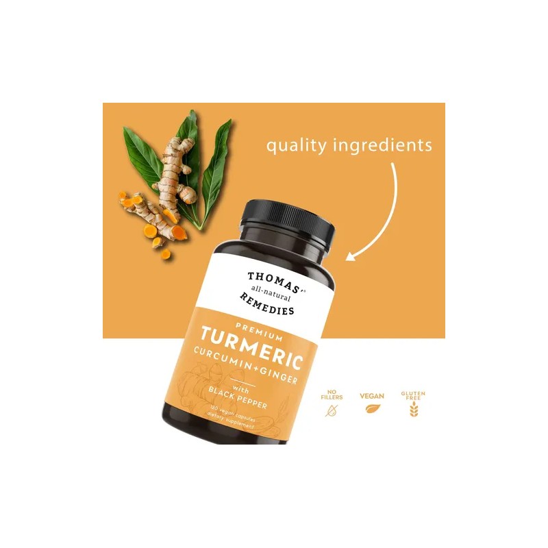 Thomas' Remedies Cúrcuma, Jengibre Y Pimienta Negra 120ct