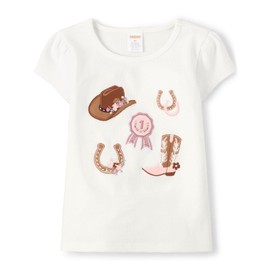 Gymboree Girls and Toddler Embroidered Graphic Short Sleeve T-Shirts, Western Icons, 2T