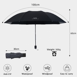 Umbrella Pocket Umbrella Mini Small Umbrella Umbrella Bag Children's Umbrella Compact Folding 99% Outdoor UV Protection Sun Rain Windproof Lightweight Storm Resistant for Adults Girls Men Women, black