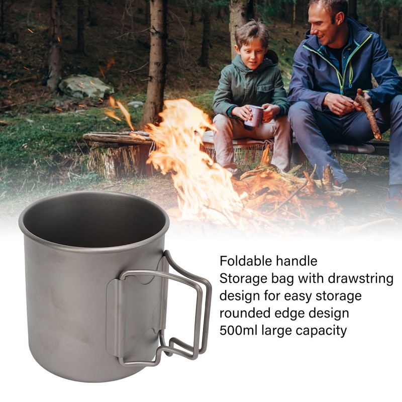 Titanium Mug 500ml Rounded Edge Design Lightweight Portable Mug with