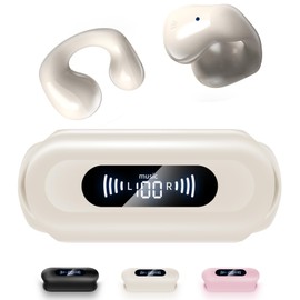 King Lucky i20mini Clip-On Earbuds,Open Ear Wireless Bluetooth 5.3 Headphones with Noise Cancelling, IPX4 Waterproof,Perfect for Small Ears,Running, Sports,Glasses Wearers,Lightweight Design (White)