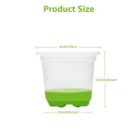 MIXC Thickened Clear Nursery Pots with Silicone Base for Easy Transplant 30 Packs 4 Inch, Transparent Plant Pot Reusable Seedling Pots for Vegetable Propagation, Root Cutting, Seed Starting, Green