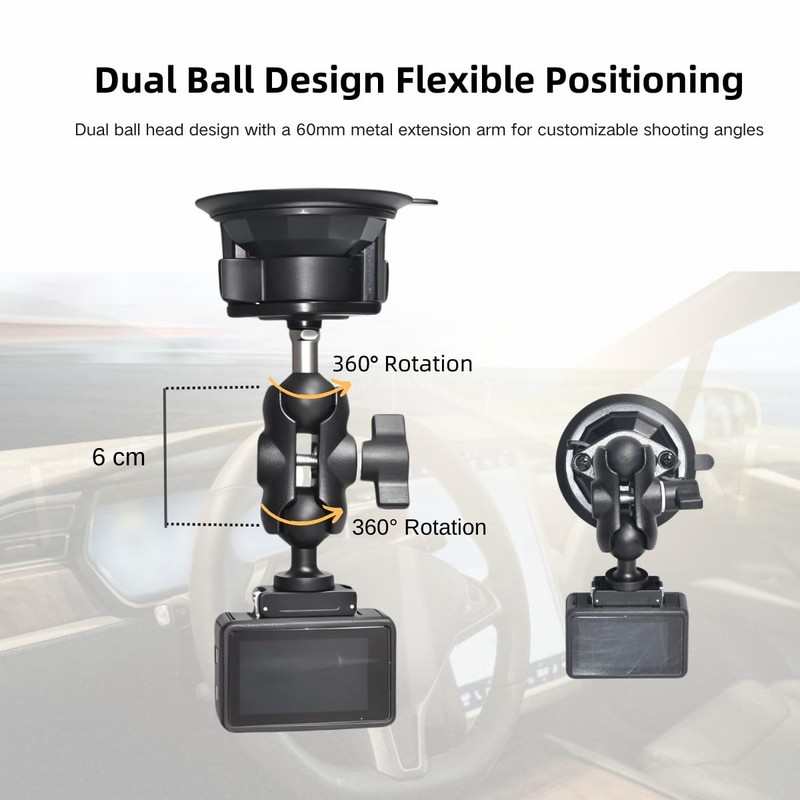 Fotoleey Suction Cup Mount for Osmo Action 5, Insta360 X4,