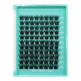 Bodermincer 88 Cluster 14-16-18mm Mixed Length Black Lash Cluster Eyelash Extension Natural 3D Russian Volume Faux 3D Effect Glue Bonded Cluster Eyelashes (Y07# 14-16-18mm Mixed)