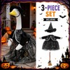 Halloween Goose Outfit Clothes,Hat,Skirt,Broom, Set for 23 Inch Cement Geese