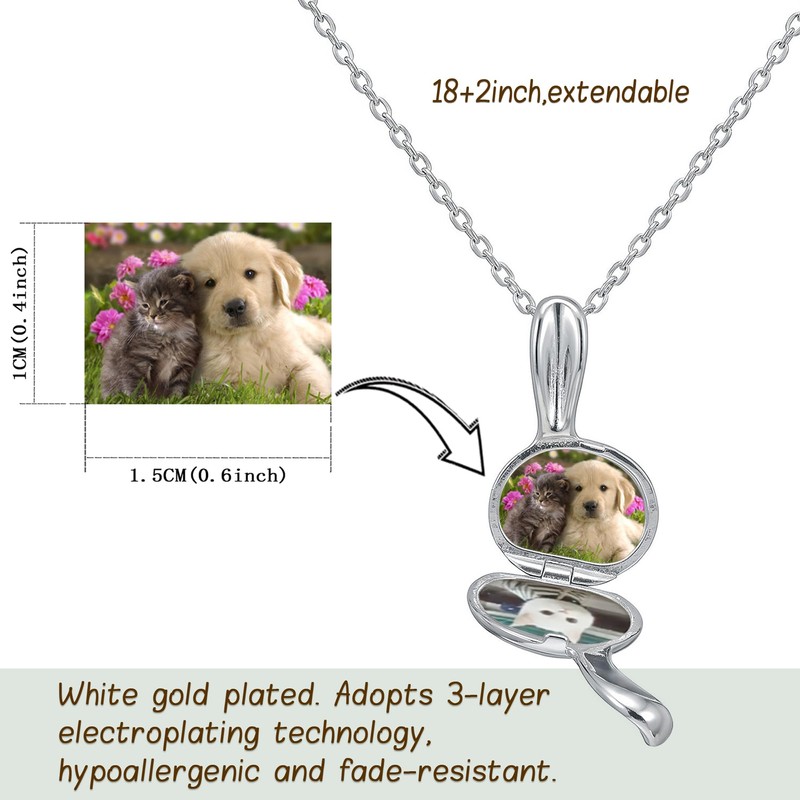 YOUFENG Bunny Locket Platinum 14K Gold-Filled Rabbit Lockets that Hold