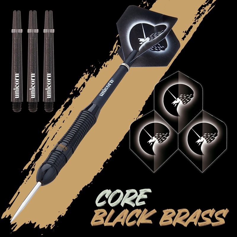 Unicorn Steel Tip Darts Set | Core Plus Black Brass