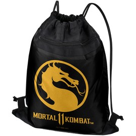 LOGOVISION Mortal Kombat, MK11 Gold Logo Drawstring Backpack Sports Bag Sackpack 17" x 13", Perfect for Gym, Yoga or Practice