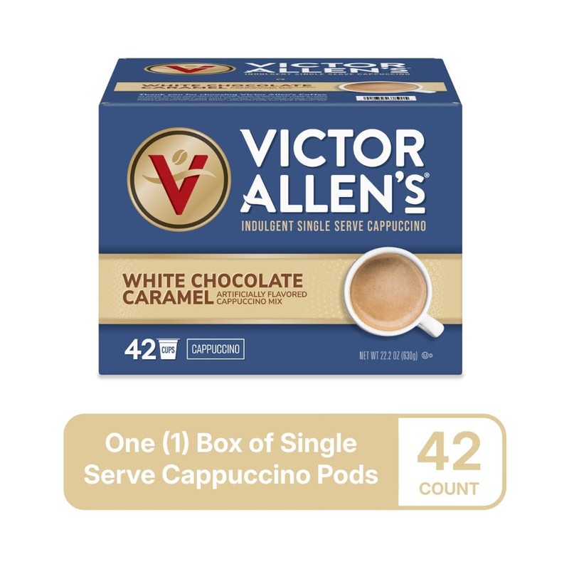 Victor Allen's Coffee White Chocolate Caramel Flavored Cappuccino, 42 Count,