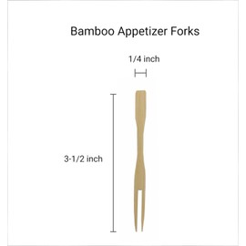JapanBargain, 100PCS Mini Bamboo Cocktail Forks 3.5 Inch, Tiny Food Picks for Appetizers, Fruit, Dessert, Charcuterie, Party Supplies