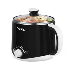 Dezin Hot Pot Electric, Rapid Noodles Cooker, Stainless Steel Electric Pot 1.6 Liter, Perfect for Ramen, Egg, Pasta, Dumpling, Soup, Porridge, Oatmeal with Temperature Control and Keep Warm Function