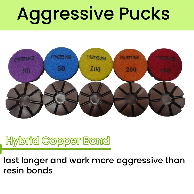 Hybrid Transitional Diamond Polishing Pucks for Concrete Terrazzo Floor, Aggressive