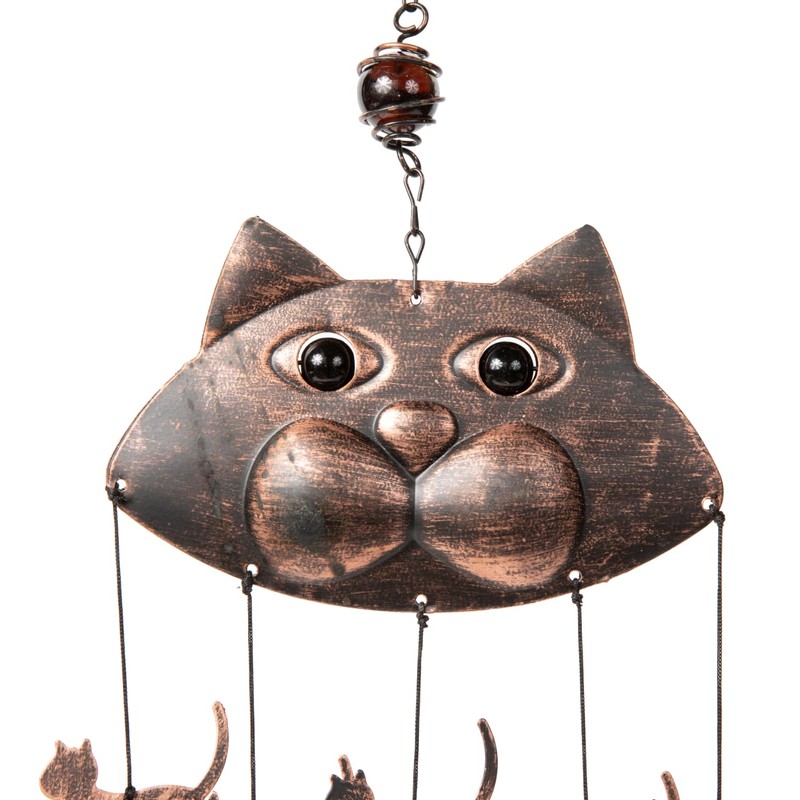 VP Home 20" H Fancy Cat Wind Chimes for Outside