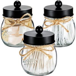 SheeChung Bathroom Organizers and Storage, Qtip Holder, Bathroom Accessories Set for Qtips, Cotton Swabs, Balls, Floss - Black,3Pack