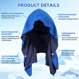 Cooling Towel Microfibre Headscarf Sports Bandana Cooling Hoodie Towel Cooling Towel Cool Towel Quick Drying Cooling Towels for Neck and Face for Sports Camping Beach Outdoor (A)