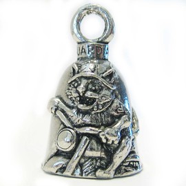 Guardian Bell Biker Cat Motorcycle Biker Luck Gremlin Riding Bell or Key Ring, Metal (GBBKCT)