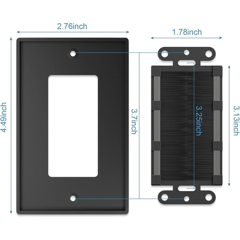 Iwillink (4 Pack) Brush Wall Plate with Low Voltage Mounting