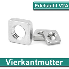 PRIOstahl Square Nuts Insert Nuts Sliding Nuts Square Washers Low Shape – Pack of 50 DIN 562 Size: M8 Metric Thread Nuts Washers Rustproof Stainless Steel V2A