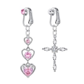 MODRSA Fake Belly Button Piercing Clip on Belly Button Rings Fake Belly Piercing Fake Belly Ring Fake Belly Button Ring for Women Clip on Belly Button Piercing Heart Cross Faux Belly Ring