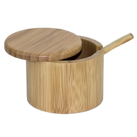 Totally Bamboo Little Dipper Bamboo Salt Box with Spoon, 6 Ounce Capacity