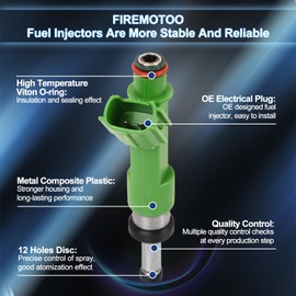 FIREMOTOO Fuel Injectors Pack of 4 12 Holes Compatible with Lex-us ES300H NX200T NX300H 2.0L 2.5L L4 for Scion TC for Toyota Avalon Camry Highlander RAV4 Sienna Venza 2.5L 2.7L L4