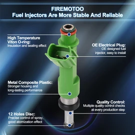 FIREMOTOO Fuel Injectors Pack of 4 12 Holes Compatible with Lex-us ES300H NX200T NX300H 2.0L 2.5L L4 for Scion TC for Toyota Avalon Camry Highlander RAV4 Sienna Venza 2.5L 2.7L L4