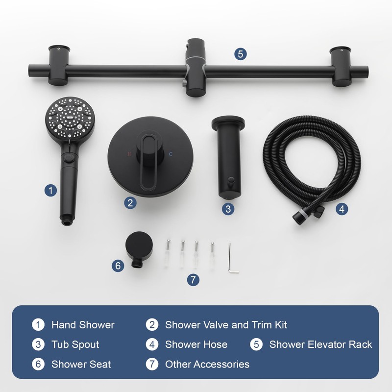 Taplong Hand Shower with Slide Bar and Tub Spout, 8