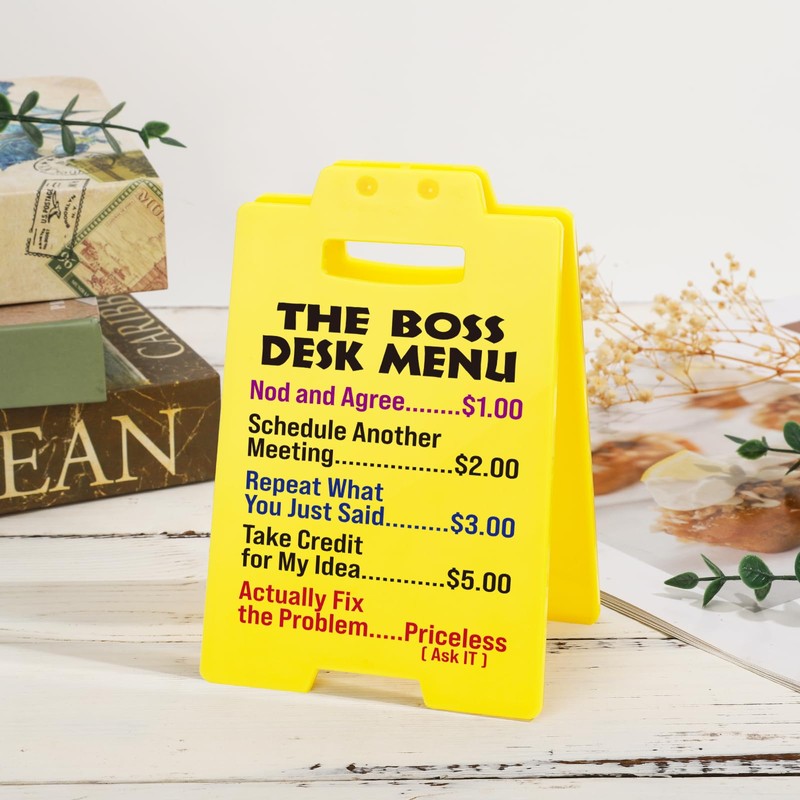 Funny Boss Desk Menu Sign - Fun Gag Gift for