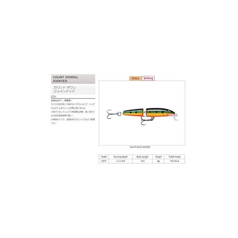 Rapala CDJ7 Minnow Countdown Jointed Lure, 2.8 inches (7 cm),