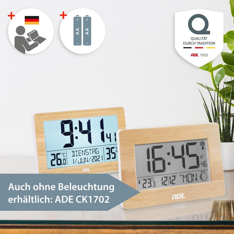 ADE Digital XL Radio-Controlled Clock with Very Large Numbers |