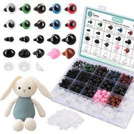 Junreox 820pcs Safety Eyes for Amigurumi- Premium Safety Eyes and Noses for Crochet Animals, Assorted Size Crochet Eyes with Washers for Dolls Plushies Toys, Safety Eyes for Stuffed Animals Teddy Bear