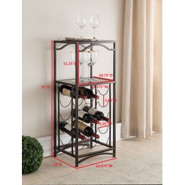 Kings Brand Furniture Metal 15 Bottle Wine Rack Storage Organizer, Brushed Copper, 35'' H x 15'' L x 12'' D