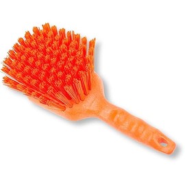 SPARTA 40541EC24 Plastic Scrub Brush, Utility Brush, Kitchen Brush With Hanging Hole For Cleaning, 8 Inches, Orange, (Pack of 6)