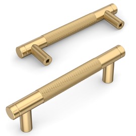 Amerdeco Pack of 10 Champagne Bronze Cabinet Handles 96 mm Hole Spacing, Aluminium Handles for Kitchen Cabinets & Furniture Handles for Drawers