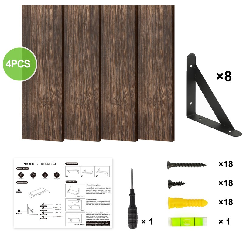 Fixwal Floating Shelves for Wall, Wood Wall Mounted Shelves for
