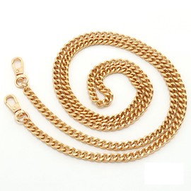 47" Gold Purse Chain Strap, Metal Braided Chain Strap, DIY Iron Flat Chain Strap, Crossbody Bag Replacement Strap with Metal Buckles