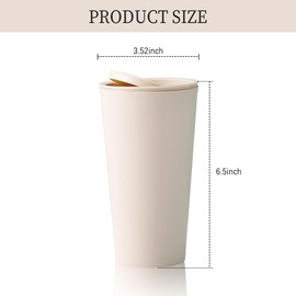 SSNNUU Car Trash Can with Lid,Mini Leakproof Car Trash Bin on Car Cup Holder,400ML Car Interior Accessories PP Plastic Car Garbage Can Fits Car Home Office (Beige)