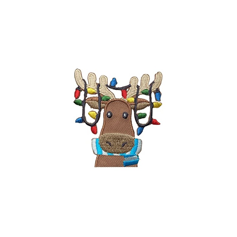 Wholesale Applique Christmas Moose - Lights in Antlers - Face/Head