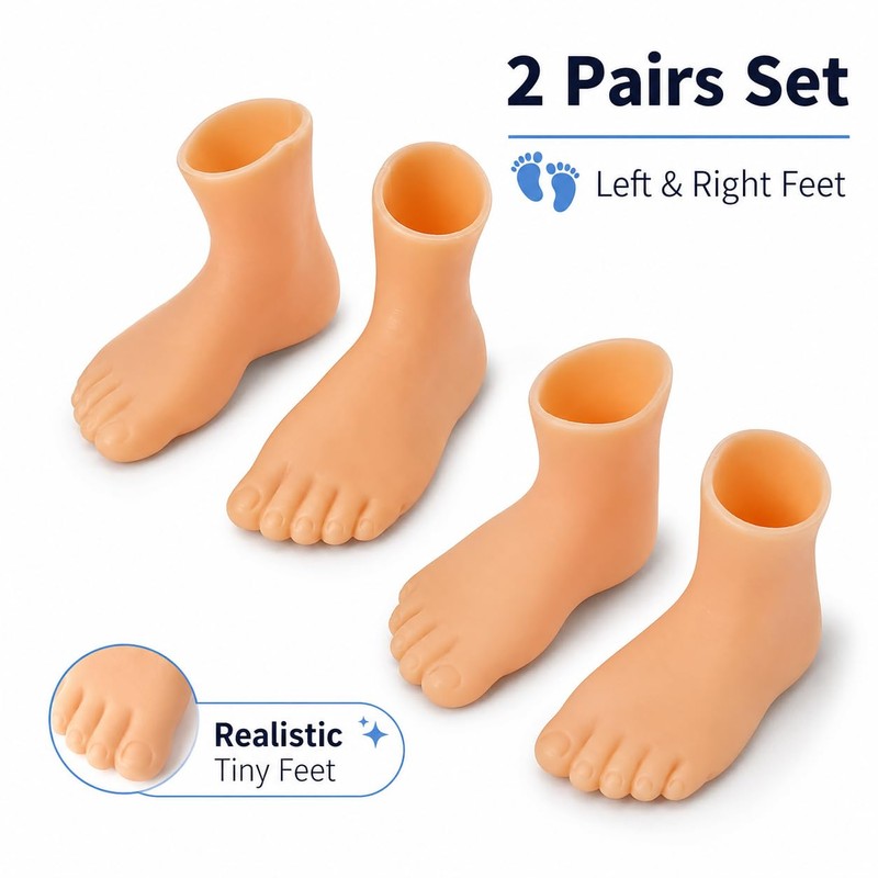 2 Pairs Finger Feet Puppet Tiny Feet, Finger Shoes, Realistic