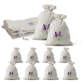 Pack of 8 Lavender Bags Empty Lavender Bags Scented Bags Empty Fabric Bags Drawstring White Fabric Bag Small for Lavender, Spice and Vanilla in Two Sizes (4 x [13 x 18 cm ] + 4 x [10 x 14 cm])